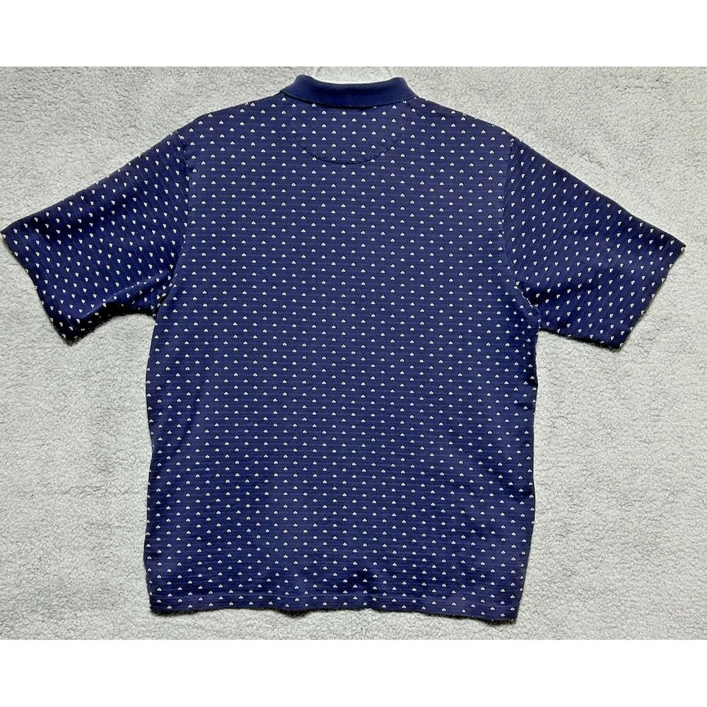 Polo Golf Ralph Lauren Shirt Mens Large Navy Blue Geometric Triangle Pima Cotton
